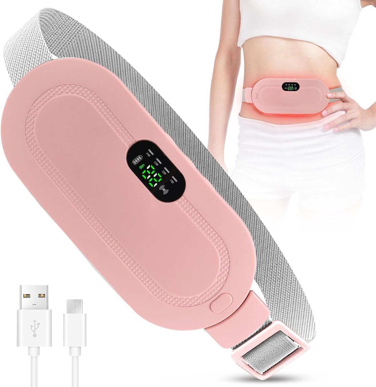 Period Cramp Relief heating pad with massager | Multi axis massager | 3-Temp. & 4-Massage Mode Fast Heating Menstrual Period Pain Relief Device for Women