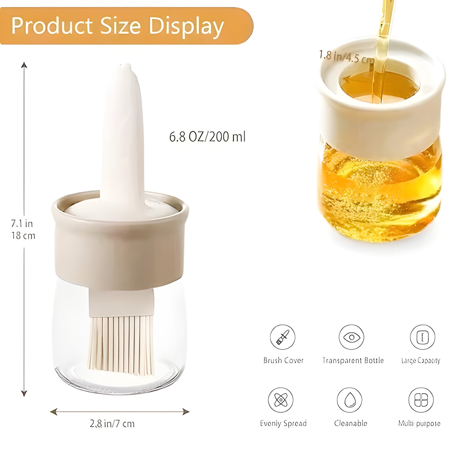 Buy 1 Get 1 FREE | 2-in-1 Smart Oil Dispenser Bottle with Silicone Brush – Leakproof Kitchen Oil Brush Set for Cooking, BBQ & Air Fryer (COMBO Pack of 2)